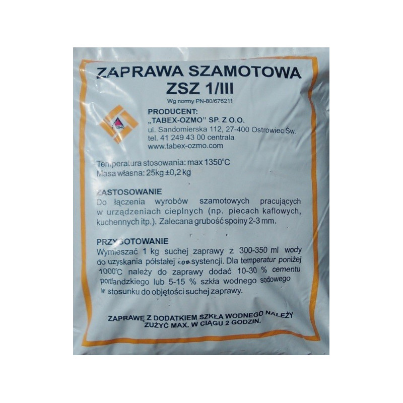 ZAPRAWA SZAMOTOWA ZSZ 1/III WOREK 25KG